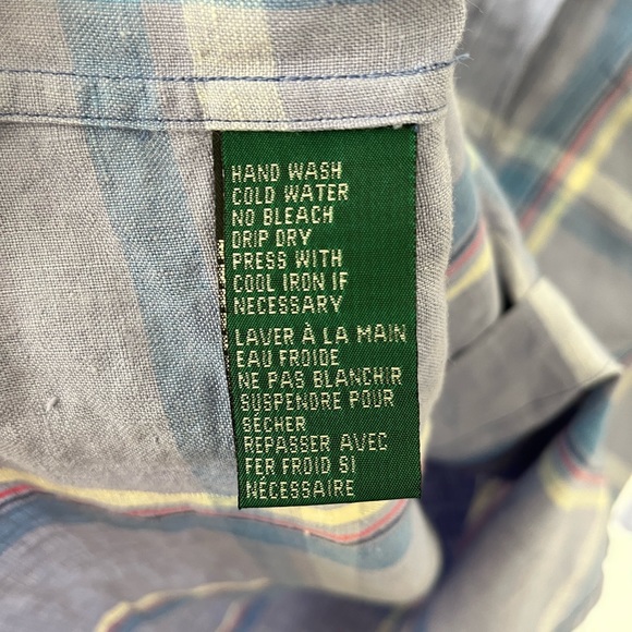 Lauren Ralph Lauren 100% Linen Plaid Purple Blue Button Down Top Small - Picture 6 of 13